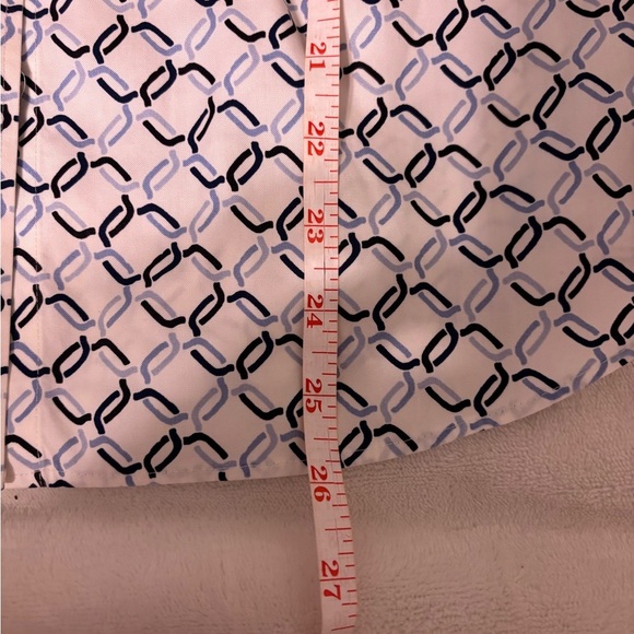 Lands' End Geometric White and Blue Button Down Shirt - Picture 5 of 8